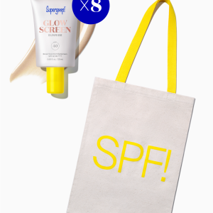 Supergoop! Glowscreen SPF 40 8-Pack Bulk Bundle with SPF! Canvas Tote Bag, Dawn Shade, Hydrating Glowy Sunscreen Primer