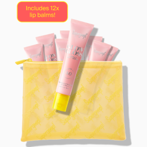 Supergoop! Let’s Glow Bachelorette Bundle - 12x Glow Gloss SPF 40 Lip Balm (Vanilla Soft Serve) with Mesh Pouch, High-Shine Non-Sticky Sunscreen Lip Gloss